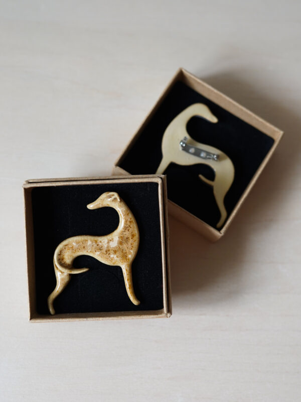 Sighthound brooch - golden beige