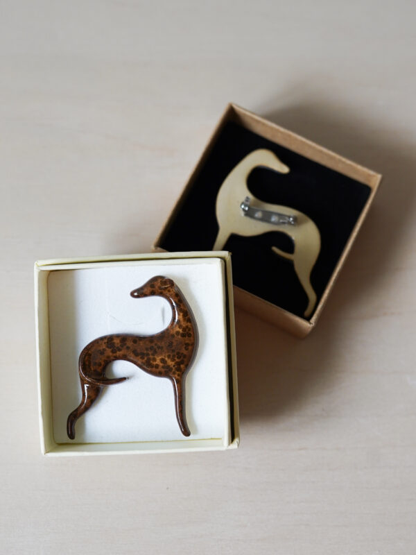 Sighthound brooch - brown