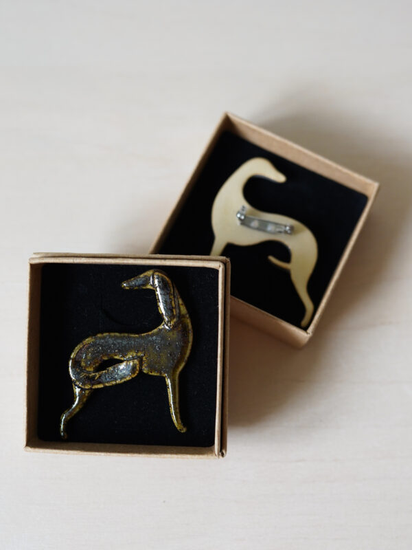 Saluki Brooch - Black