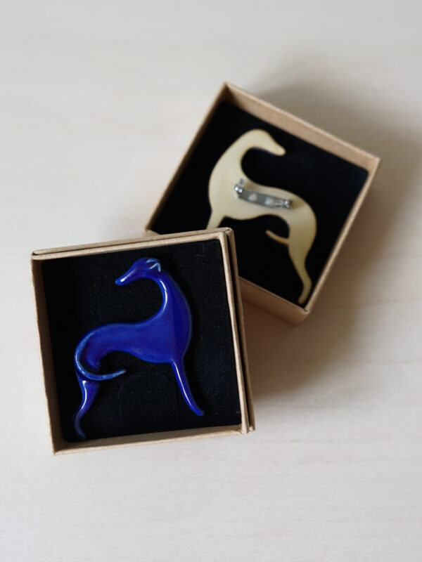 Sighthound brooch - cobalt blue
