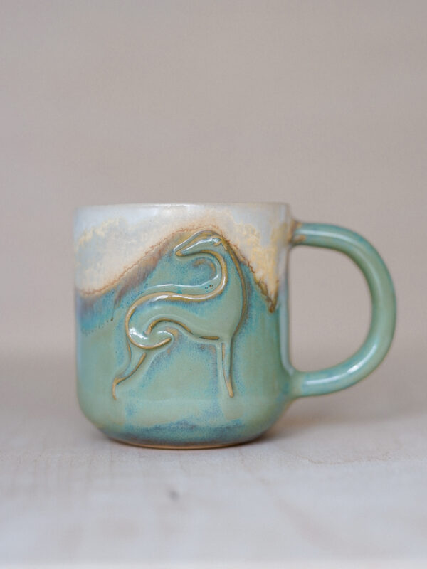 Kubek z chartem 500 ml - kremowo-turkusowy