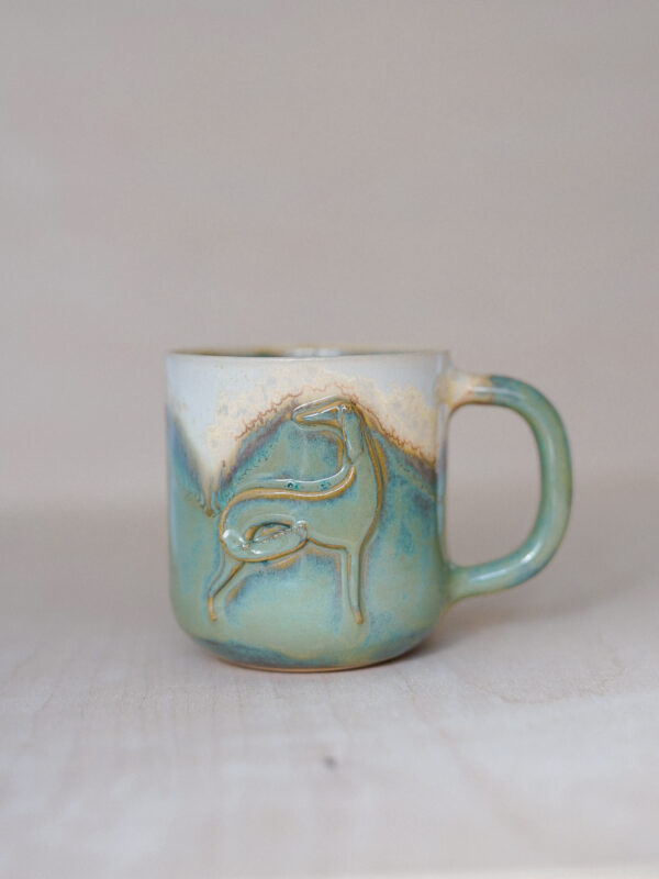 Kubek Saluki 500 ml - kremowo-turkusowy